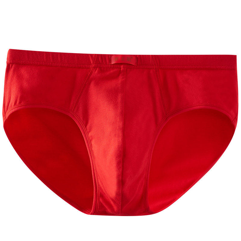 男士三角内裤男本命年红色属鼠纯棉质透气100%全棉结婚鸿运短裤头