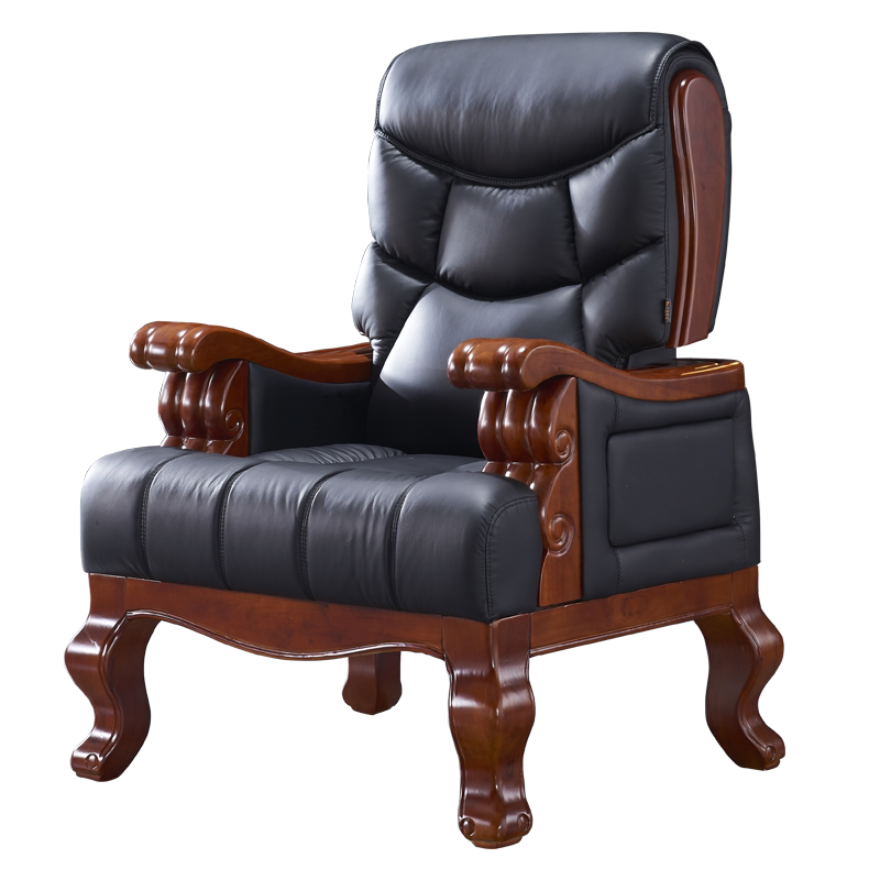 木野实木老板椅四脚真皮办公椅子电脑椅家用可躺总裁椅牛皮大班椅