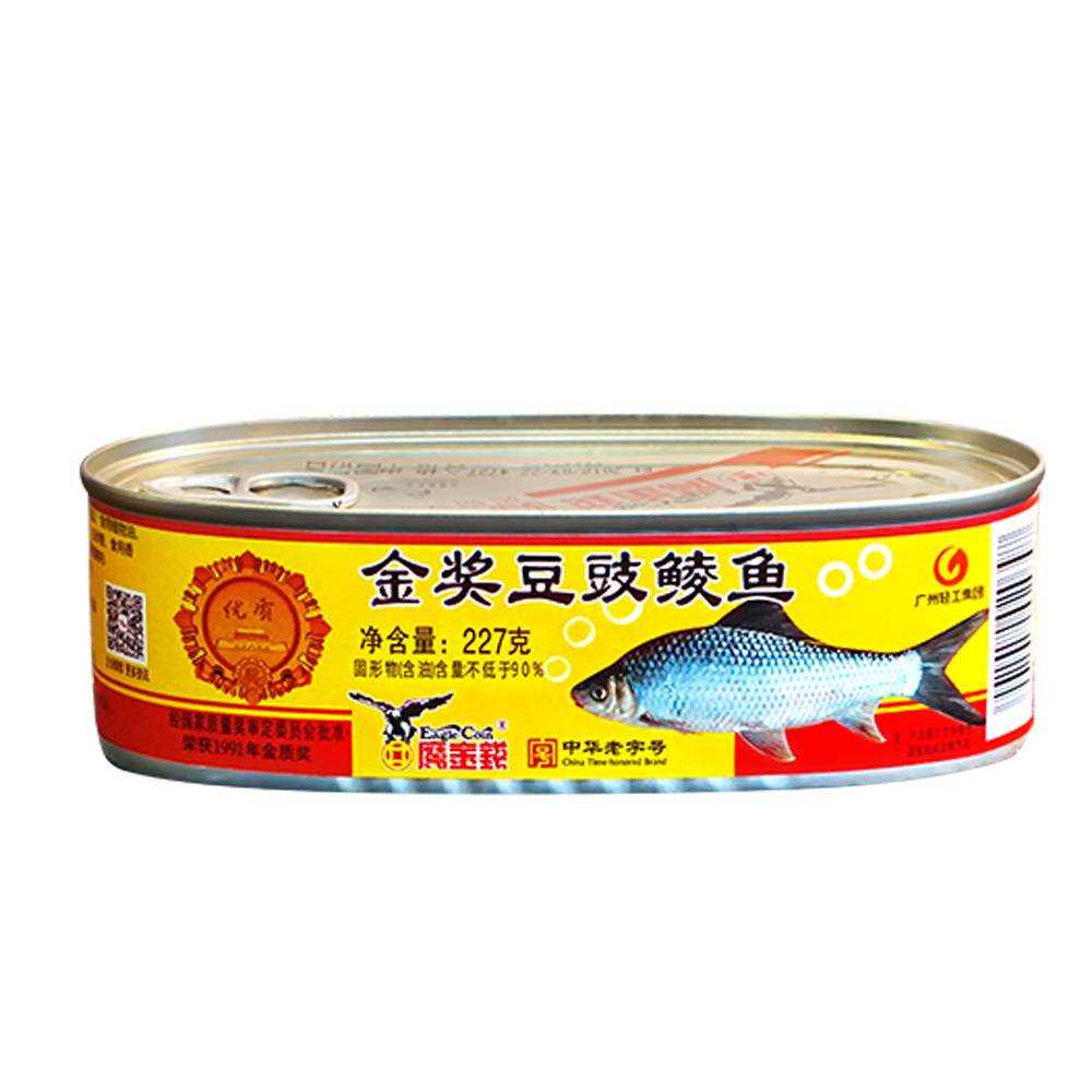 鹰金钱金奖豆豉鲮鱼罐头227g即食广东速食下饭菜肉豆鼓罐头食品鱼