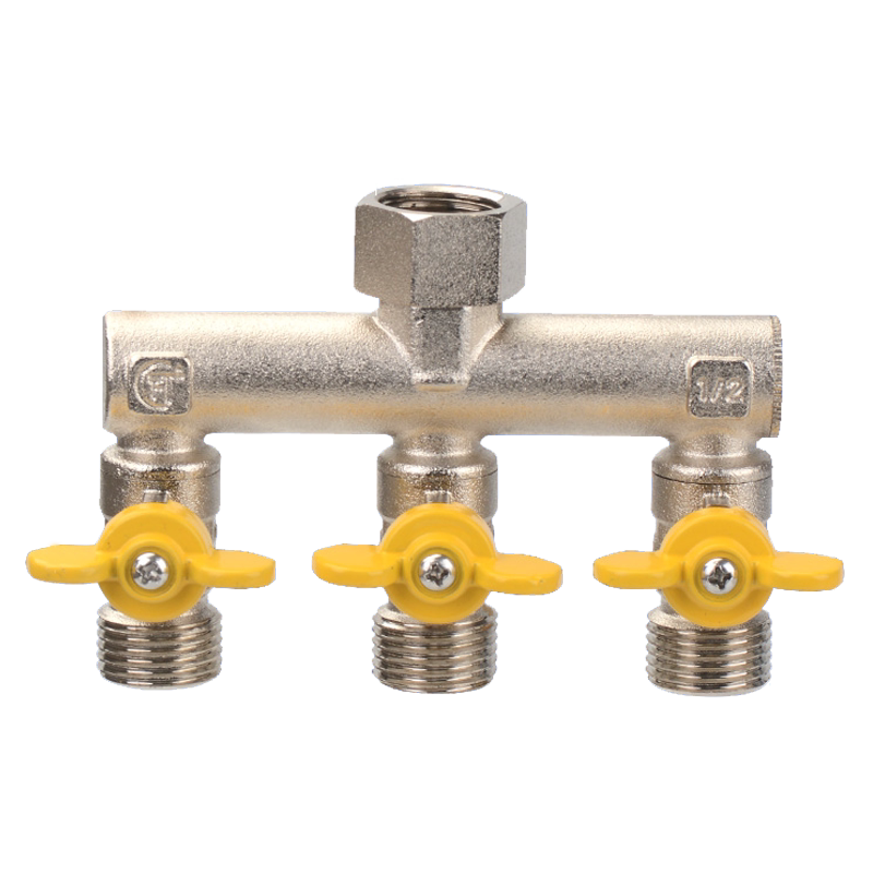 全铜带活接三通接头一进二出四通分水器水管阀门洗衣机双4分开关
