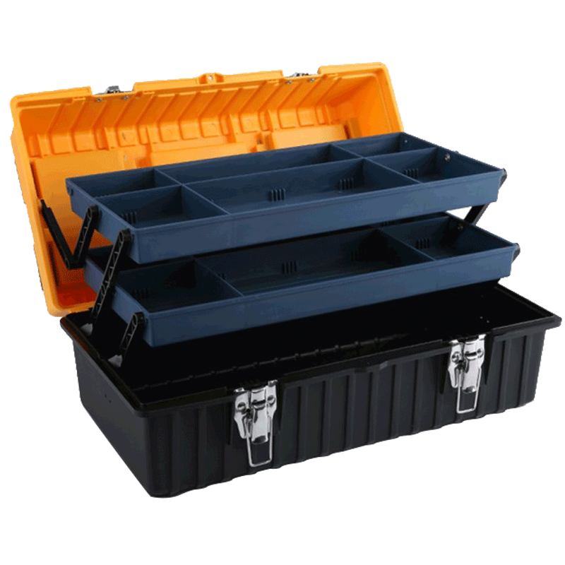 折叠工具箱 三层车载大号工具盒 家用收纳手提式多功能维修工具 - 金