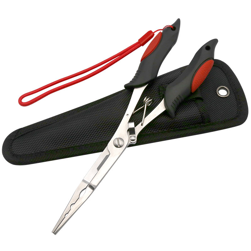 加长路亚钳不锈钢多功能尖嘴钳子加长绑钩钳压铅钳剪线钳路亚剪刀