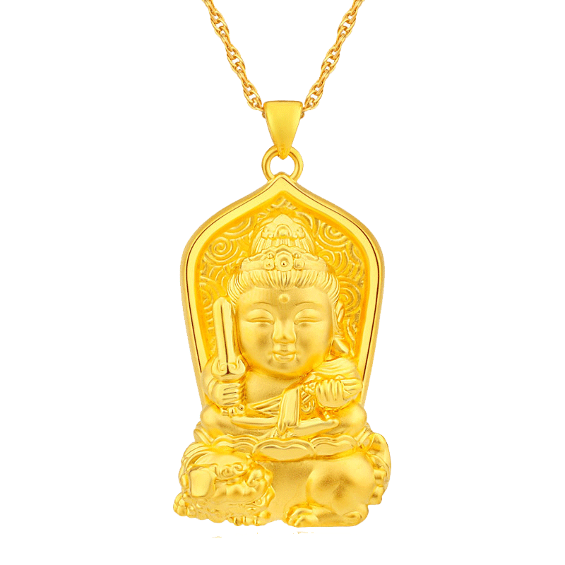 永隆金号3d硬金八大守护神项坠黄金足金吊坠生肖兔本命佛文殊菩萨
