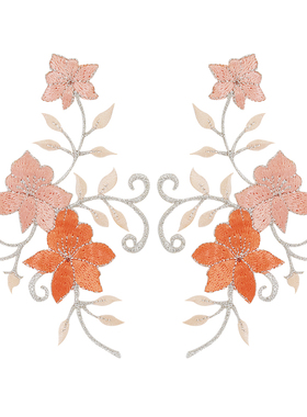 杏花刺绣布贴原创 diy汉服绣花团扇连衣裙烟烫破洞修补丁装饰辅料