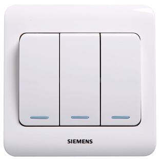 西门子三开双控开关带荧光远景系列雅白三开开关双控面板家用暗装