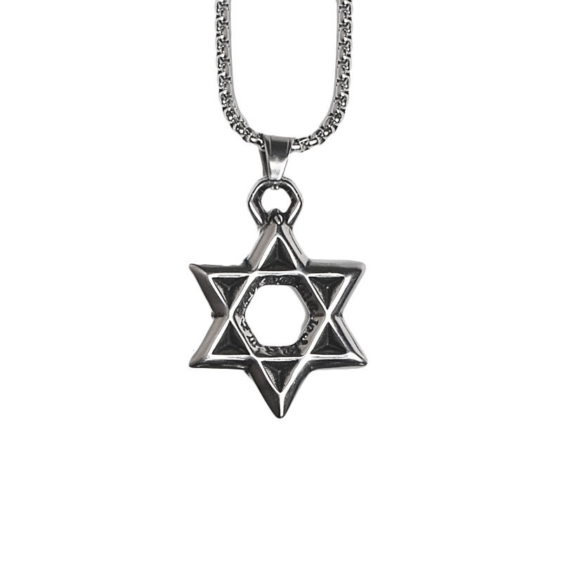 冷淡风秦霄贤同款六芒星吊坠项链复古简约嘻哈钛钢情侣挂坠配饰品