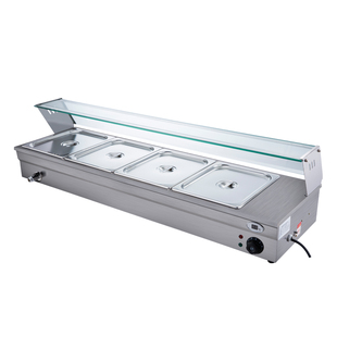 商用玻璃罩快餐保温台式电加热自助餐热菜粥自动控温不锈钢售饭台 券