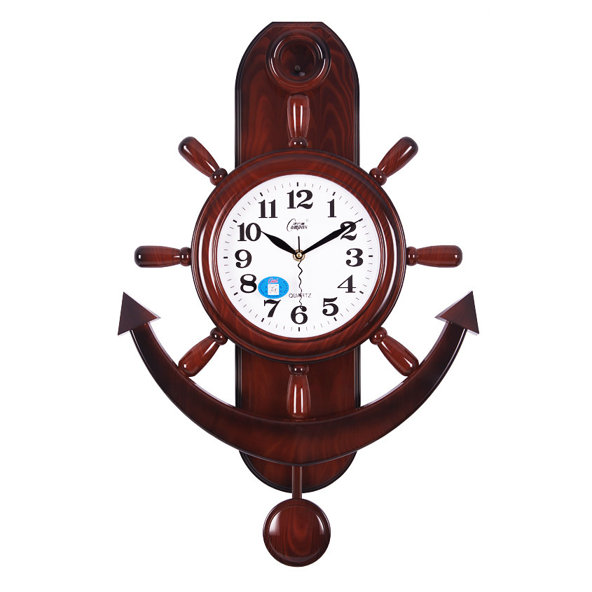 康巴丝大号船舵摇摆钟表 挂钟客厅挂表静音摆钟石英钟时钟壁钟