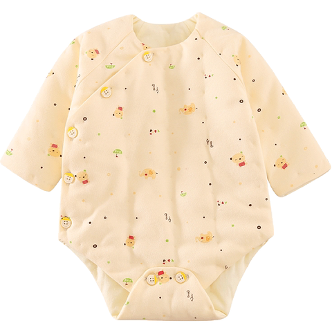 婴儿纯棉花包屁衣宝宝长袖三角哈衣新生儿幼儿加厚连体睡衣服秋冬