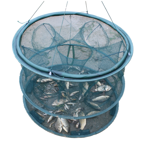 捕鱼工具抓鱼笼折叠渔网捕鱼网龙虾网捕虾笼扑鱼手抛网小鱼网圆形