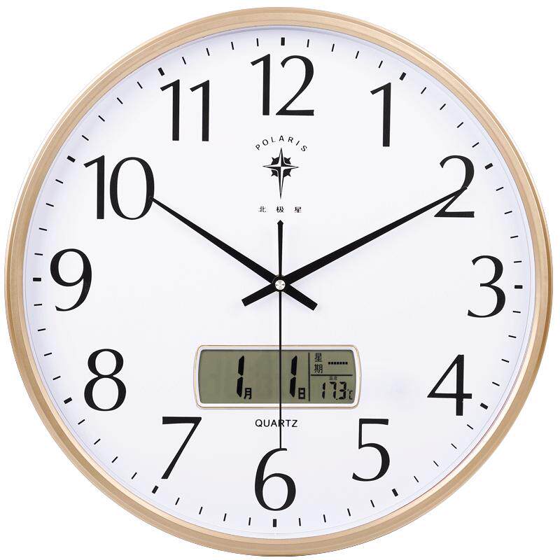 北极星客厅电子挂钟现代简约钟表静音万年历石英钟时尚日历时钟表