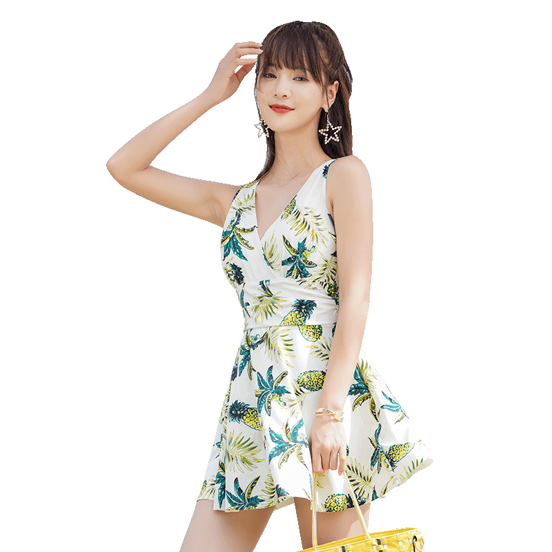 泳衣女保守显瘦遮肚性感韩国2019新款超仙连体裙式大码泡温泉泳装