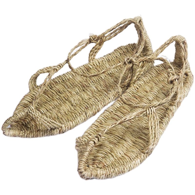 纯手工编织草鞋麻拖鞋潮女男士夏个性复古凉鞋网红军表演天然藤草