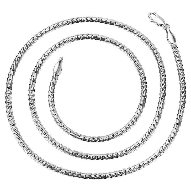 纯银蛇骨链项链男潮 古巴链美式 潮牌链子配饰男士百搭嘻哈男生银