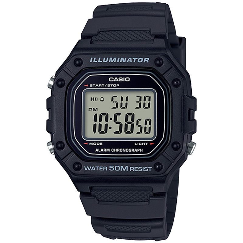 方块手表男黑数显学生复古电子表运动防水w-218h - 卡修手表专营店