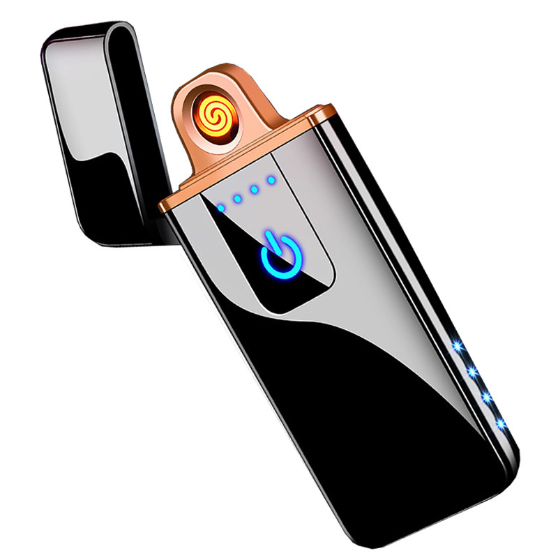 网红指纹感应打火机充电创意个性防风超薄usb电子点烟器男diy定制