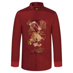 唐装男士中老年过寿生日婚礼服爷爷冬装中国风爸爸装羊毛呢子外套 券