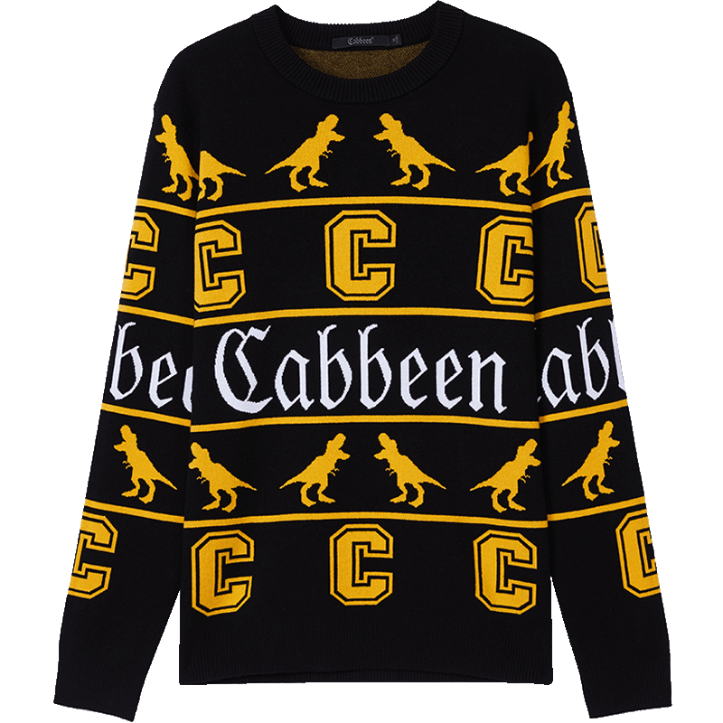 卡宾男装圆领长袖线衫秋冬新款针织衫字母打底衫毛衣潮h - 卡宾官方