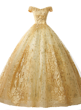 独唱演出服蓬蓬裙长款主持人晚礼服