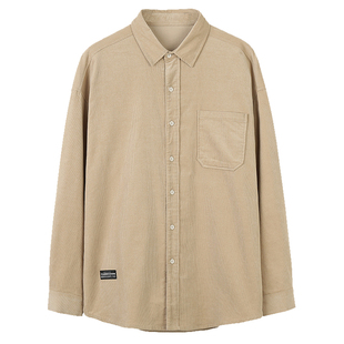 卡其色衬衫长袖男士