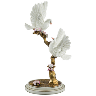 凤凰美居法式欧式奢华优雅铜配陶瓷彩绘飞鸽装饰摆件客厅门厅桌面 券
