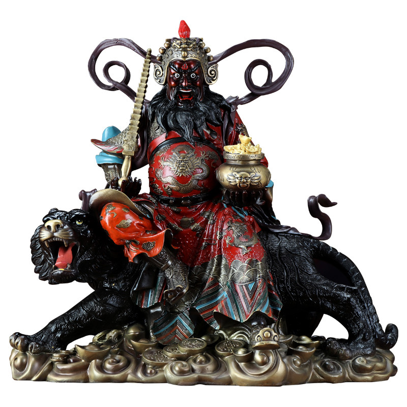 圆通佛具财神爷佛像铜像招财五路财神摆件武财神骑虎财神赵公明