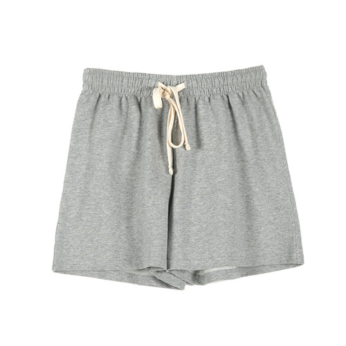 纯棉灰色运动短裤女宽松阔腿
