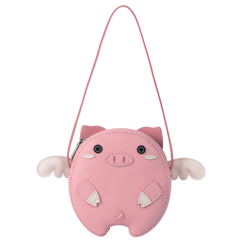 蠢小鱼迷你小猪包礼物斜挎包女牛皮自制作diy手工编织包包材料包