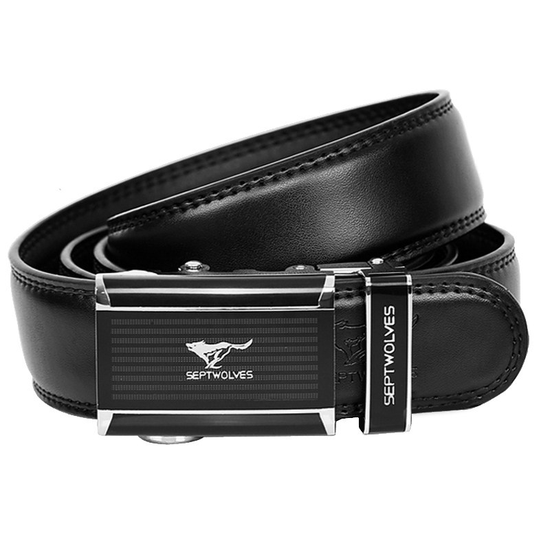 七匹狼男士皮带真皮腰带纯自动扣牛皮潮年轻人名牌裤带时尚商务款