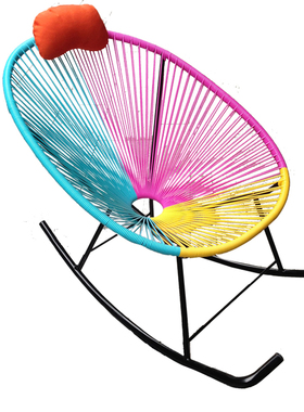 创意舒适三色艺术彩色摇椅拼色摇椅