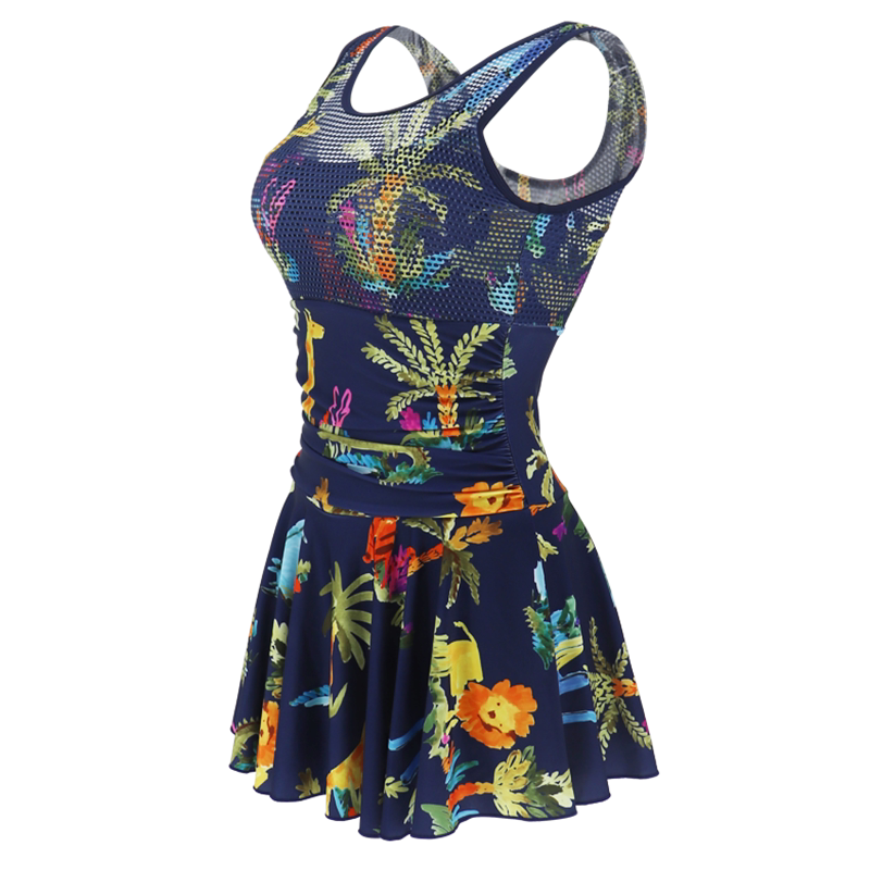 zoke泳衣女连体平角小胸聚拢保守遮肚显瘦温泉度假ins风游泳衣女