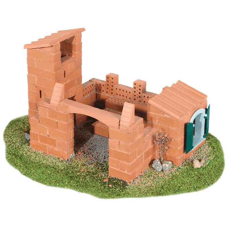 teifoc泥瓦匠盖房子玩具仿真水泥砖建筑模型diy手工制作小屋别墅