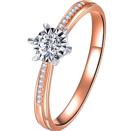 珂兰钻石旗舰店 白18k金钻石戒指豪华显钻钻戒女群镶 圆舞曲系列p