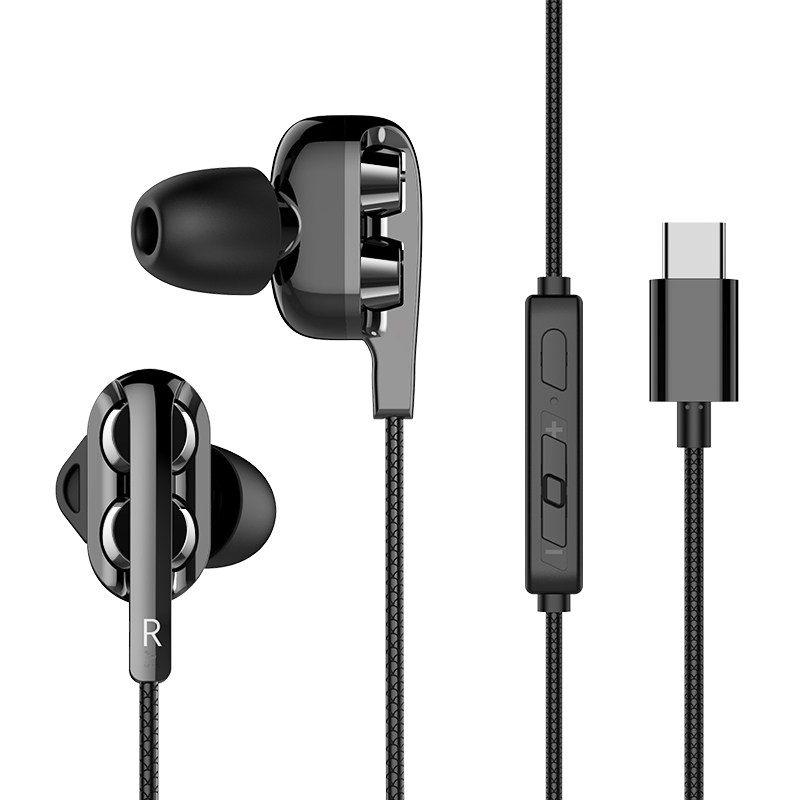 四核typec耳机入耳式有线适用华为p30pro手机p40mate30p20小米10