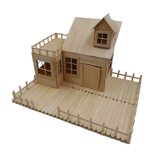 园林设计木棍雪糕棒牙签建筑别墅模型成品材料小房子diy手工制作