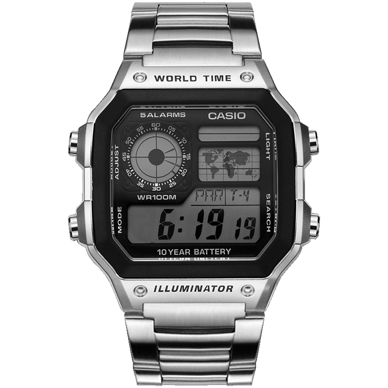 卡西欧手表男复古金属小方块防水户外登山运动电子表男ae-1200wh - 圣