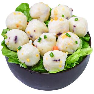 潮兴记鱿鱼球实心丸子火锅食材鱼肉丸子关东煮711手工鱼丸批发 券