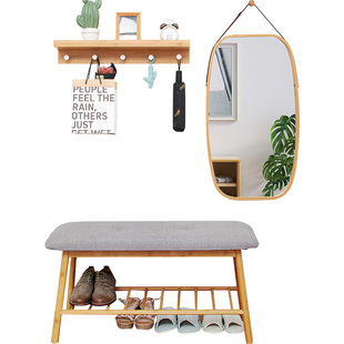 玄关进门换鞋凳穿衣镜墙上壁挂衣服挂衣架入户衣帽架置物架墙壁式 券