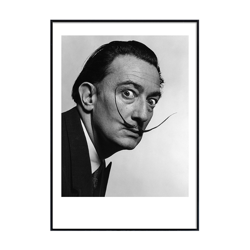 墨象大师 达利人物肖像装饰画 黑白照片墙面挂画小众艺术餐厅壁画