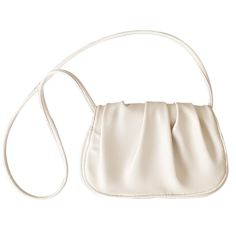 马鞍包女云朵包白色包包手拿斜挎韩版chic简约仙女褶皱2021新款潮