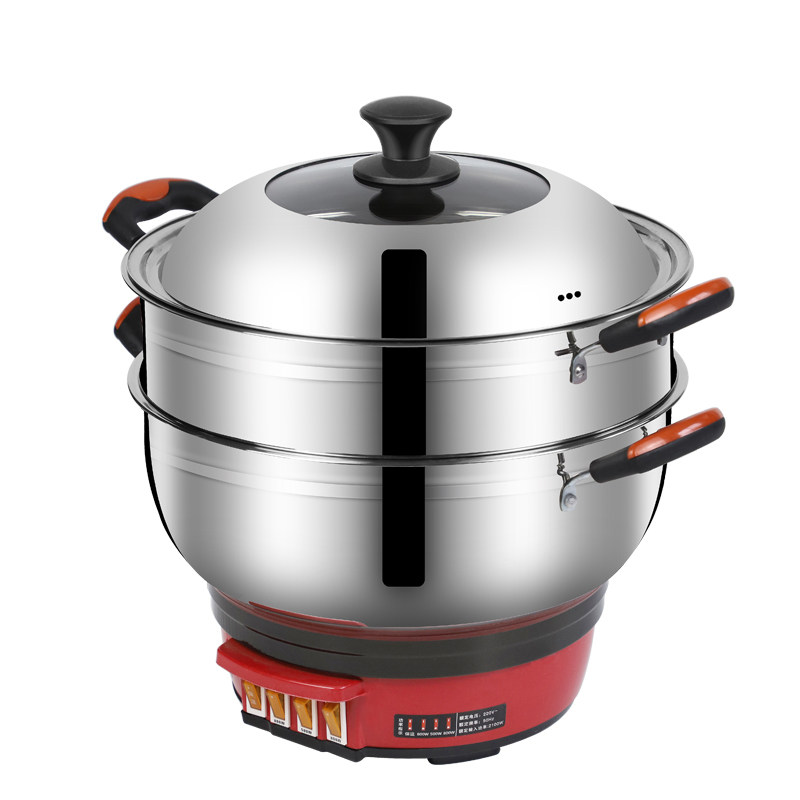 厨王多功能电热锅家用炒菜电炒锅蒸锅蒸笼宿舍小型炒蒸煮一体电锅