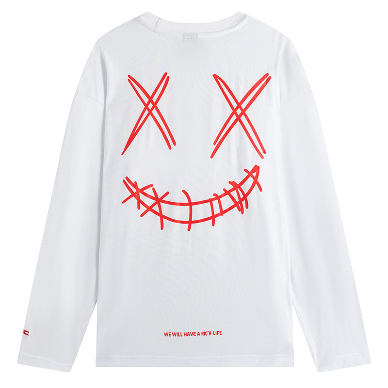 rickyisclown joke ric小丑撕裂笑脸国潮圆领长袖t恤男宽松情侣装