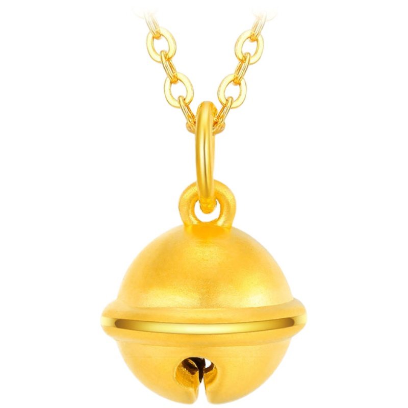 3d硬金黄金铃铛吊坠路路通转运珠足金小铃铛会响女款足金挂坠