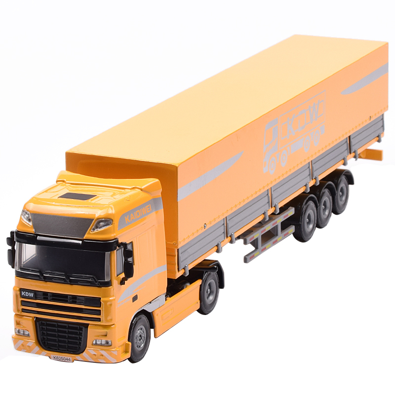 淘宝凯迪威合金工程车模型斗篷式平板运输车卡车半挂车儿童玩具汽车
