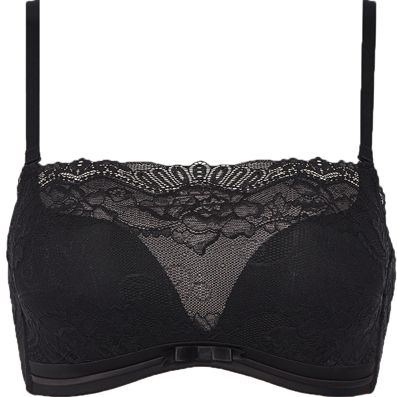 伊维斯女士内衣蕾丝聚拢裹胸深v防走光抹胸式无钢圈文胸