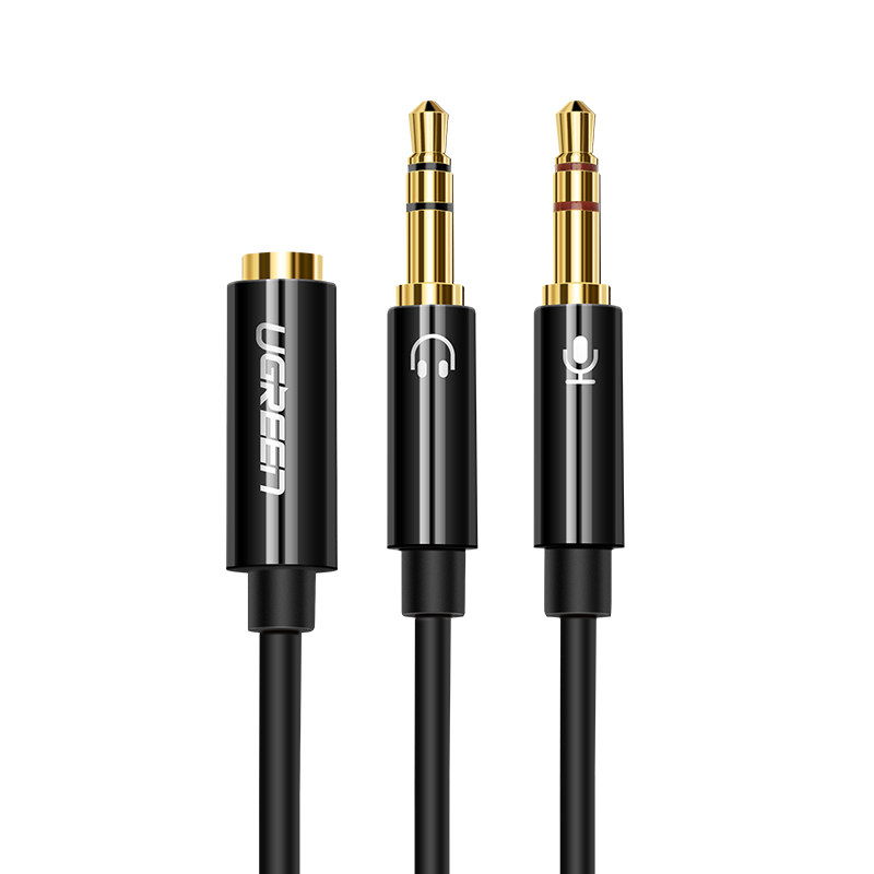 绿联电脑耳机转接头线麦克风二合一转换手机耳麦分线器音频一分二