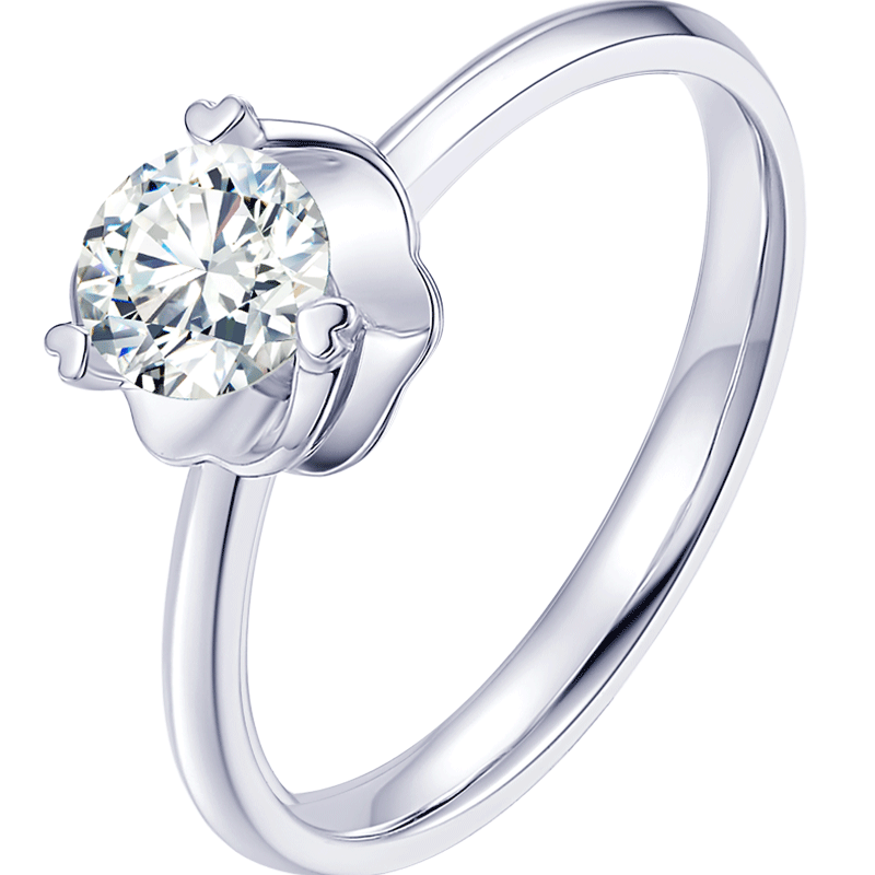 克徕帝花嫁铂金钻石戒指50分群镶显钻款心形结婚钻戒女铂金钻戒女