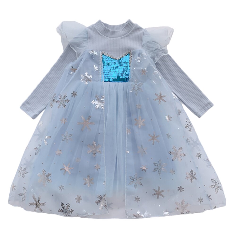 女童爱莎连衣裙春秋小童秋儿童秋装女新款长袖裙子宝宝洋气公主裙