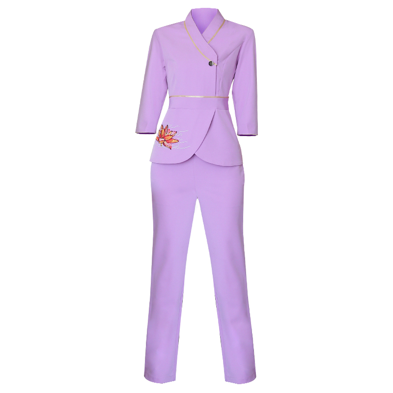 美容院工作服秋冬装新款spa养生馆套装女足浴按摩技师美容师服装