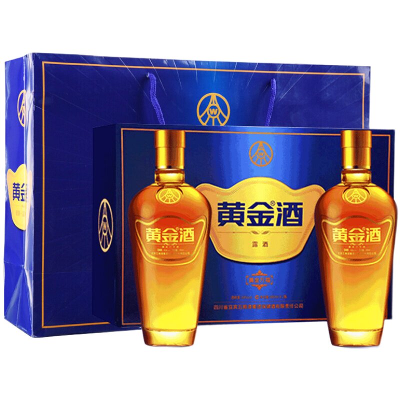 黄金酒黄金万福39度礼盒装480ml2瓶送长辈元宵送礼配礼品袋